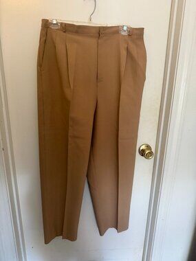 Kathie Lee Pleated Tan Trousers W 16P